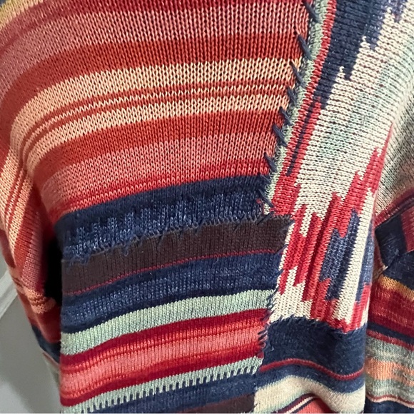 Vintage 90s POLO RALPH LAUREN XL Cardigan Southwest Aztec Navajo Silk Patchwork - Picture 7 of 12